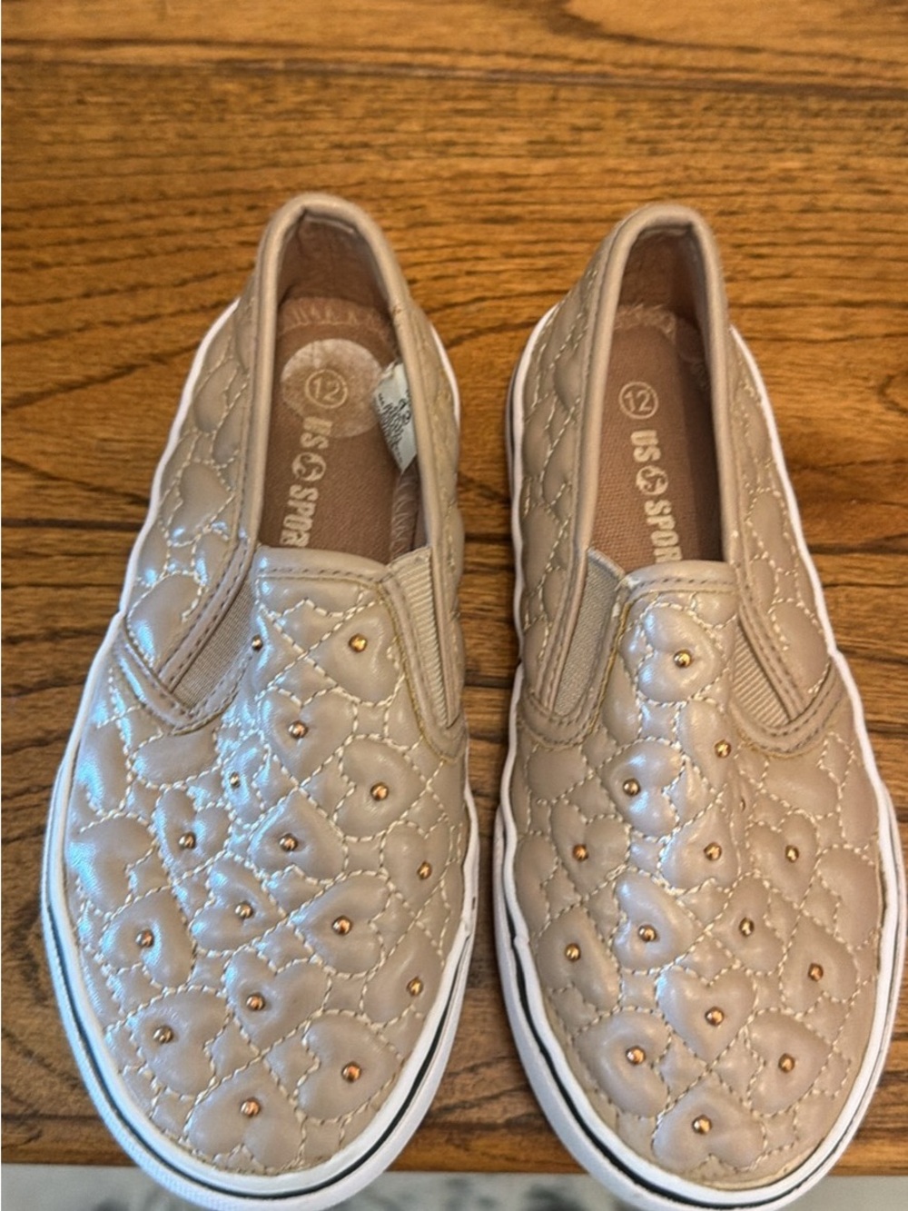 Quilted Slip-On Sneakers in Light Taupe
